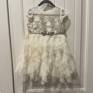 Jona Michelle Gold and Cream Formal Kids Dress
